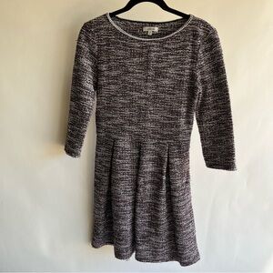 Max Studio Fit N Flair Dress Long Sleeve Sz Sm Women’s Black White Maroon EUC